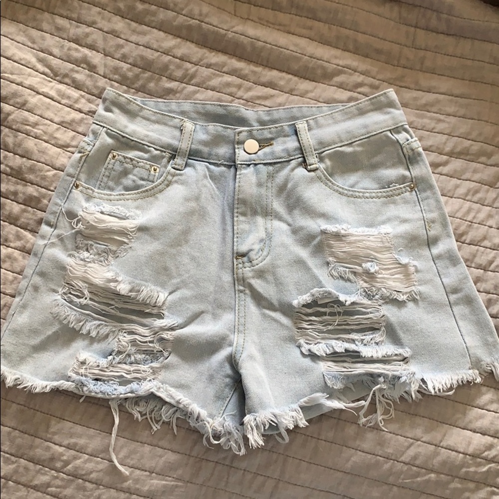Light wash denim shorts